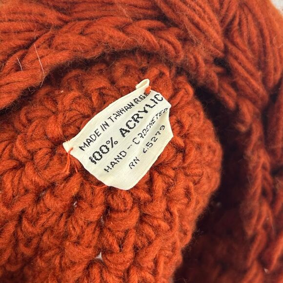 Vintage Hand-Crotchet Orange Knitted Hat Beanie main image 4
